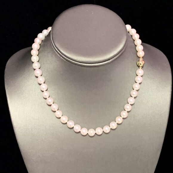 Akoya Pearl Necklace 14k Yellow Gold 16" 8 mm Certified $3,590 113102 - Picture 1 of 8